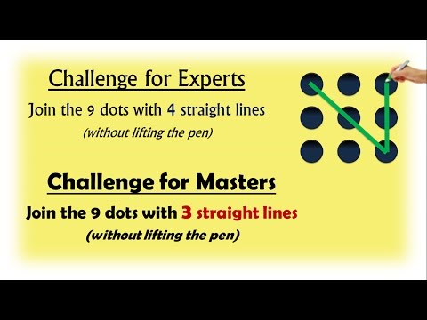 9 dots problem | Join with 4 lines (Experts) | Join with 3 lines (Masters)
