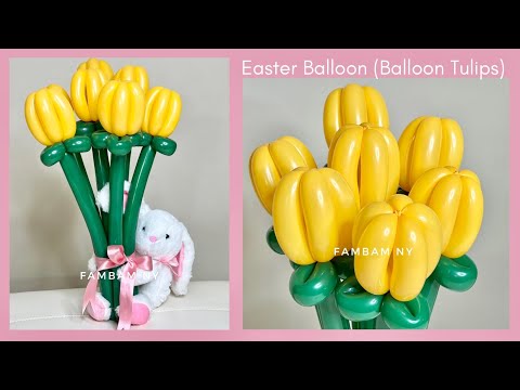 Easter Balloon bouquet  (How to make Balloon Tulips)