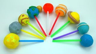 Easy Learn Lollipops Solar System Planets and Sun with Glitter Play Doh | 123 Numbers Count for Kids