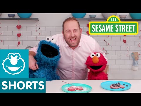 Sesame Street: Valentine's Day Red Velvet Pancakes! | Cookie Monster Snack Chat with Joel Gamoran