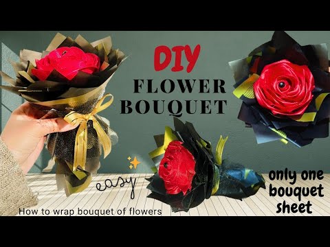 How to make bouquet 💐| Diy flower bouquet tutorial | How to wrap flower bouquet | easy ✨