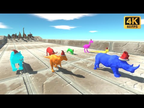 Race to eat Neon Santa Animals - Animal Revolt Battle Simulator
