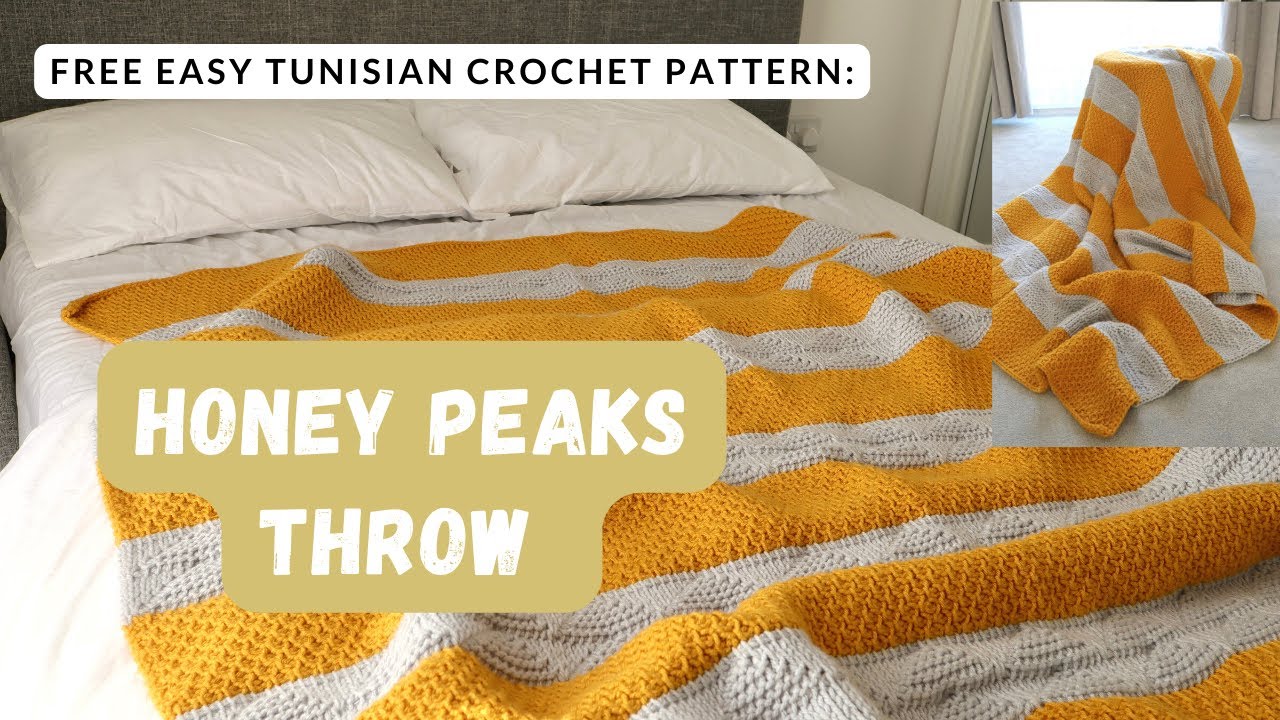 Beautiful EASY Tunisian crochet throw pattern: Honey Peaks Throw [step by step tutorial]
