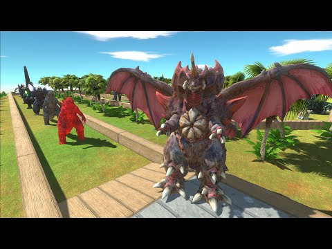 DESTOROYAH VS  GHIDORAH  DEATH RUN - Animal Revolt Battle Simulator