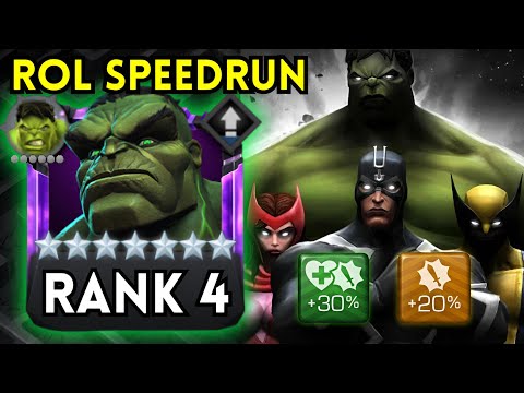Rank 4 Max Boosted IMMORTAL HULK ROL Speed Run! Unreal Damage! - MCOC