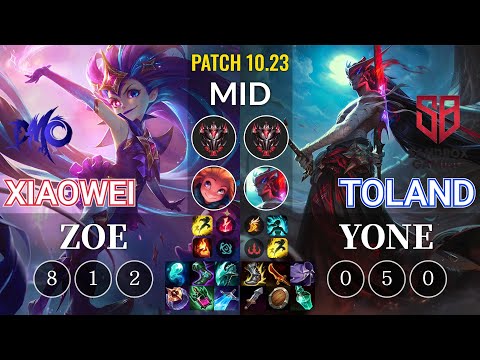 DMO Xiaowei Zoe vs SB TolanD Yone Mid - KR Patch 10.23