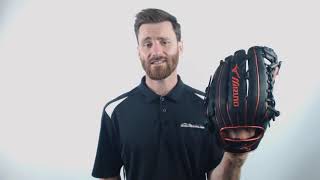 Video thumbnail: Mizuno 12.75'' MVP Prime Baseball Glove: GMVP1275PSE8 Black/Red