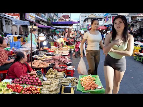 Best CAMBODIAN Street Food Tour 2025 - Walking in Toul Tom Poung Traditional Market, Phnom Penh