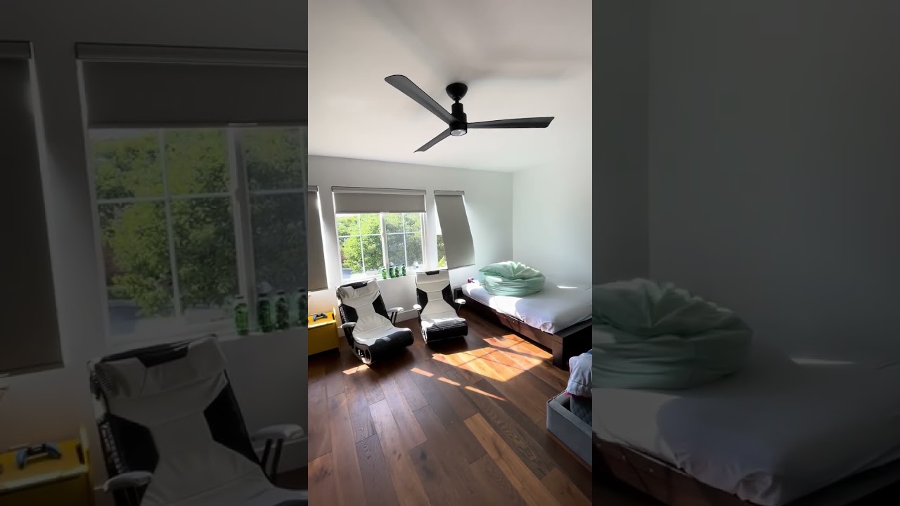 Minka Aire Simple in a bedroom #fandiego #bedroomfan #ceilingfaninstallation #ceilingfan #minkaaire