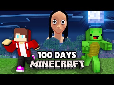 JJ and Mikey + - JJ and Mikey Survived 100 Days From SCARY MOMO in Minecraft Challenge Maizen
