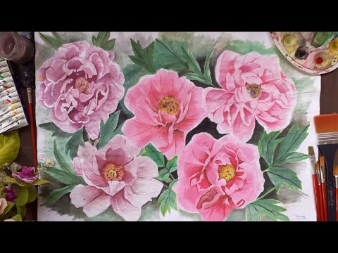 flowers painting with watercolor | Haleema Art #howtodraw #flowers #painting