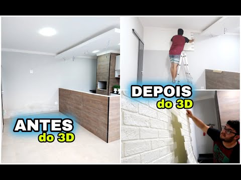 FIZEMOS REVESTIMENTO 3D NA PAREDE, AUTO ADESIVO *FICOU LINDO DEMAIS*