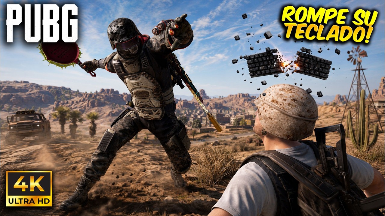 SE ENFADA y ROMPE SU TECLADO en MIRAMAR jugando PUBG 😂 Graficos AL MAXIMO