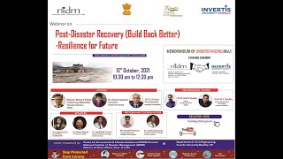 Post-Disaster Recovery-Build Back Better-Resilience Future.| DISASTER IN INDIA | MHA | DRR | COVID