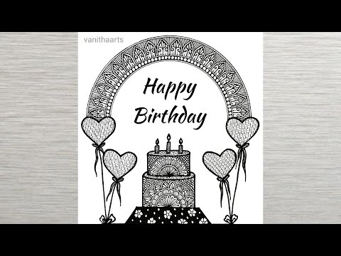 My Birthday Special Drawing Happy Birthday Mandala art for Beginners stepbystep doodle cake