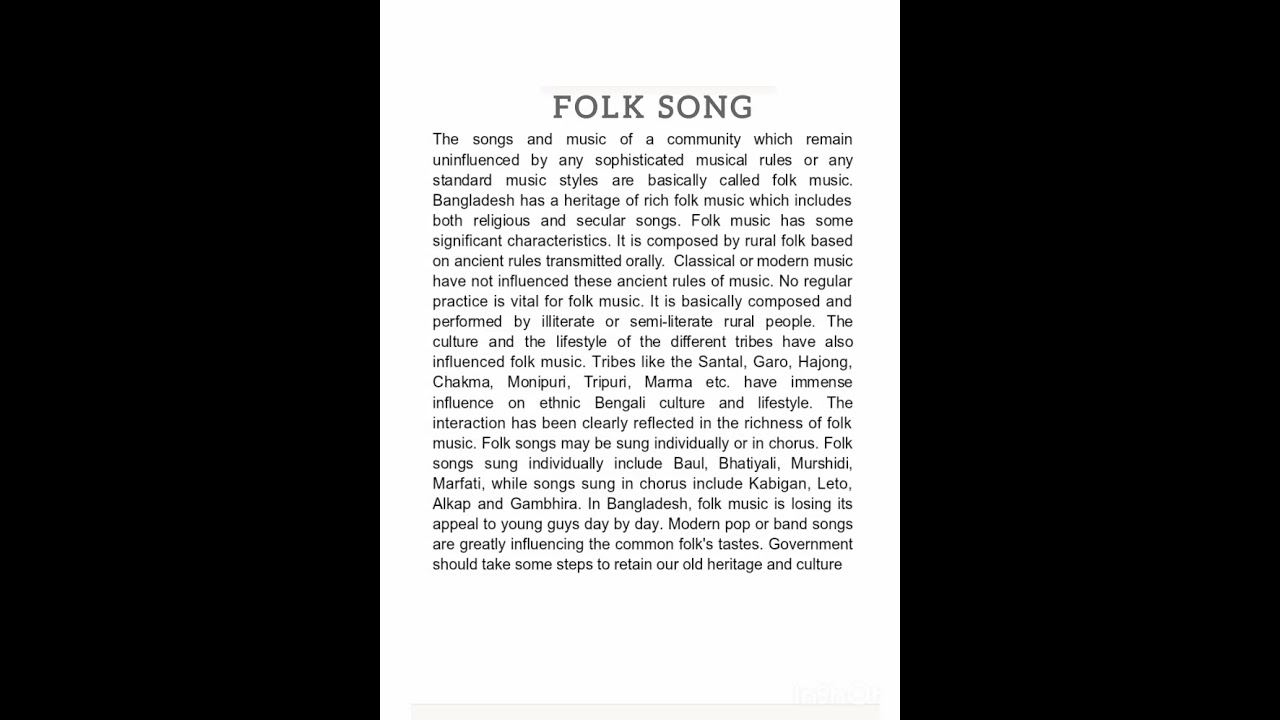 Paragraph : Folk song