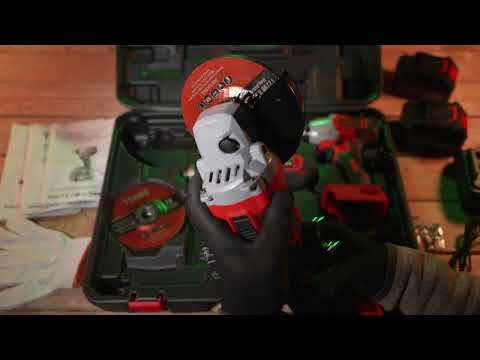 Découverte kit outillage electroportatif sans fil Perceuse + meuleuse + clé à choc TEENO