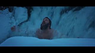 Xtreme cold body tempering in icy waterfall. Wim Hof (Iceman) method