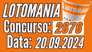 ???? Lotomania de hoje, Lotomania 20/09, Resultado da Lotomania 2676,