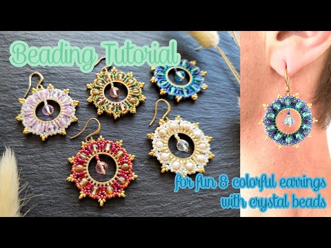Beading Tutorial #14 | how to bead “Philippa” earrings, colorful summer jewelry with glass crystals