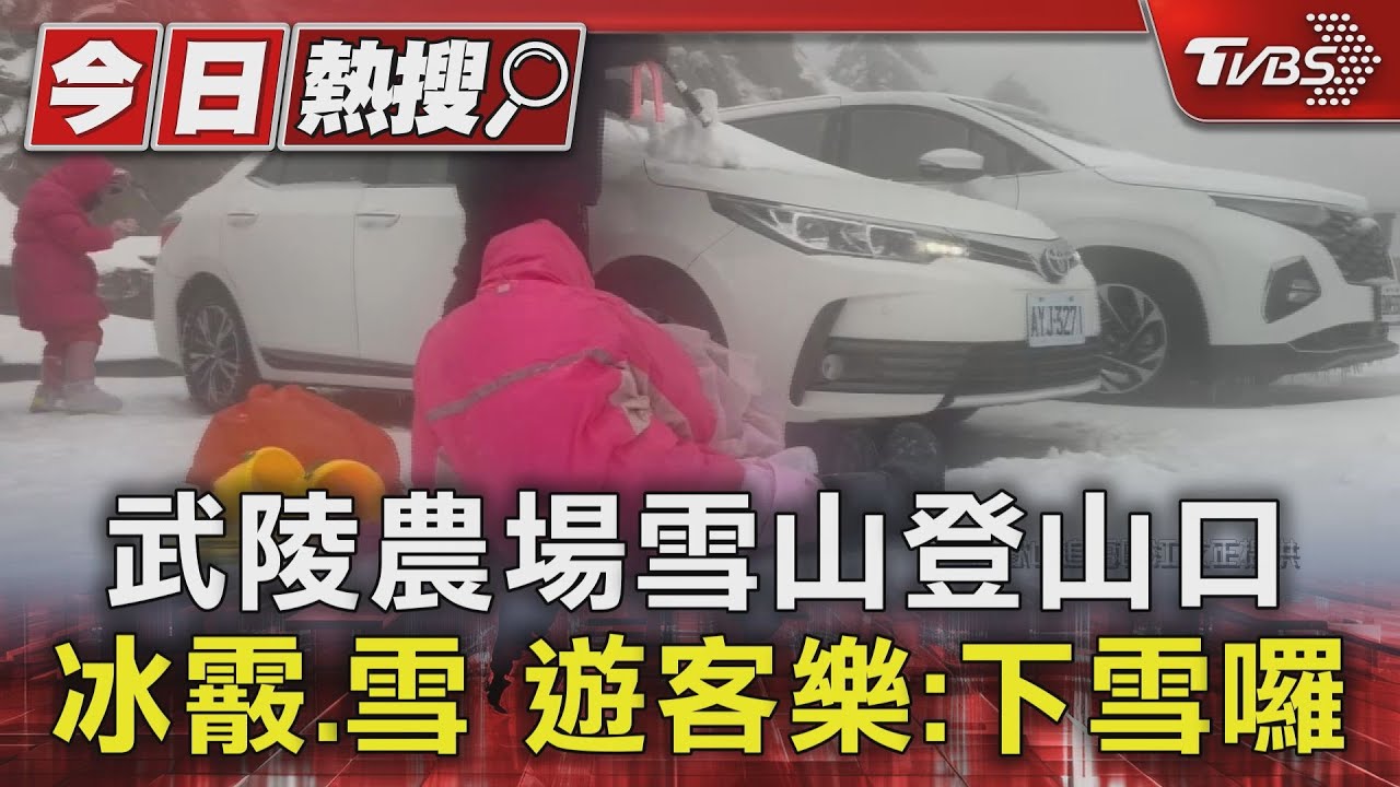 武陵農場雪山登山口！冰霰、雪　遊客樂：下雪囉