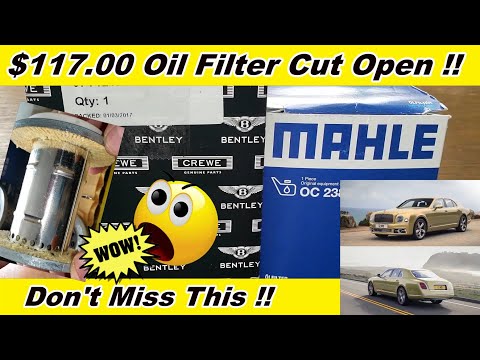 Bentley Rolls Royce 07V121717A oil filter Cut Open vs. Mahle OC238 oil filter cut open