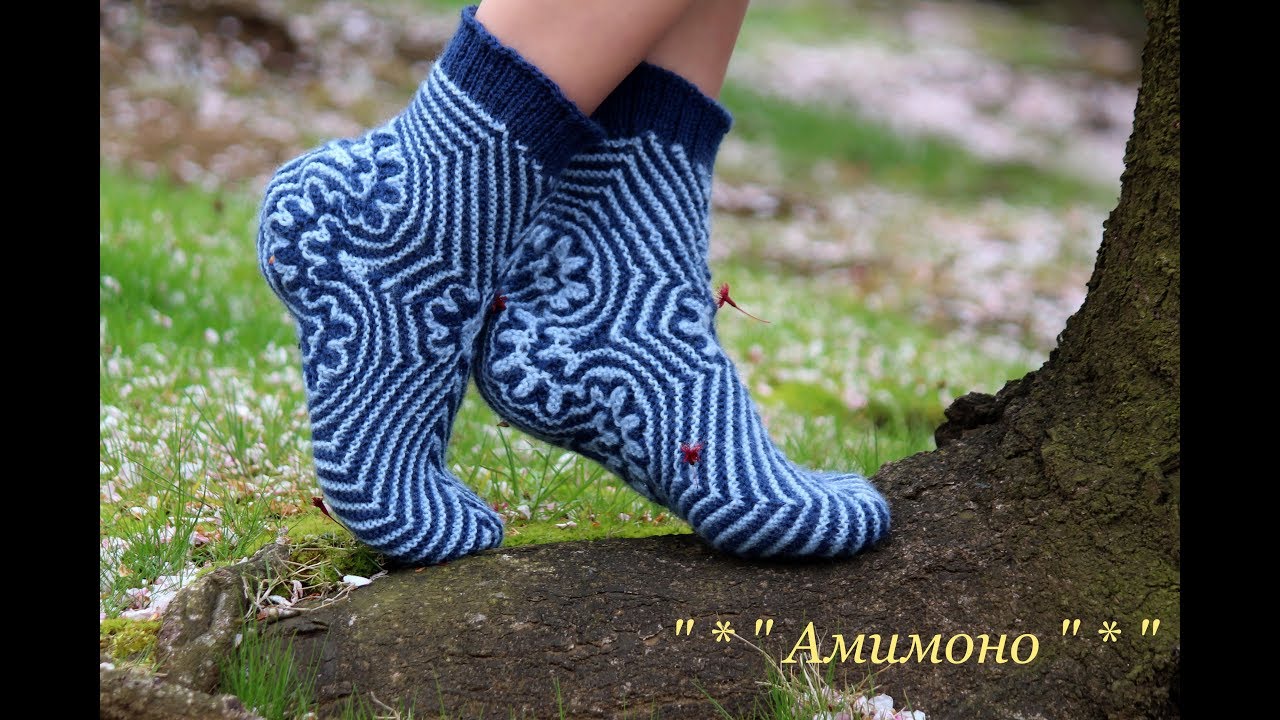 Носочки море Эгейское -- Amimon Maritime Socks by Olya Amimono