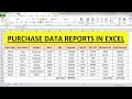 EXCEL TUTORIAL !! PURCHASE DATA REPORTS IN MS EXCEL || How to Entry Purchase in ms excel ||