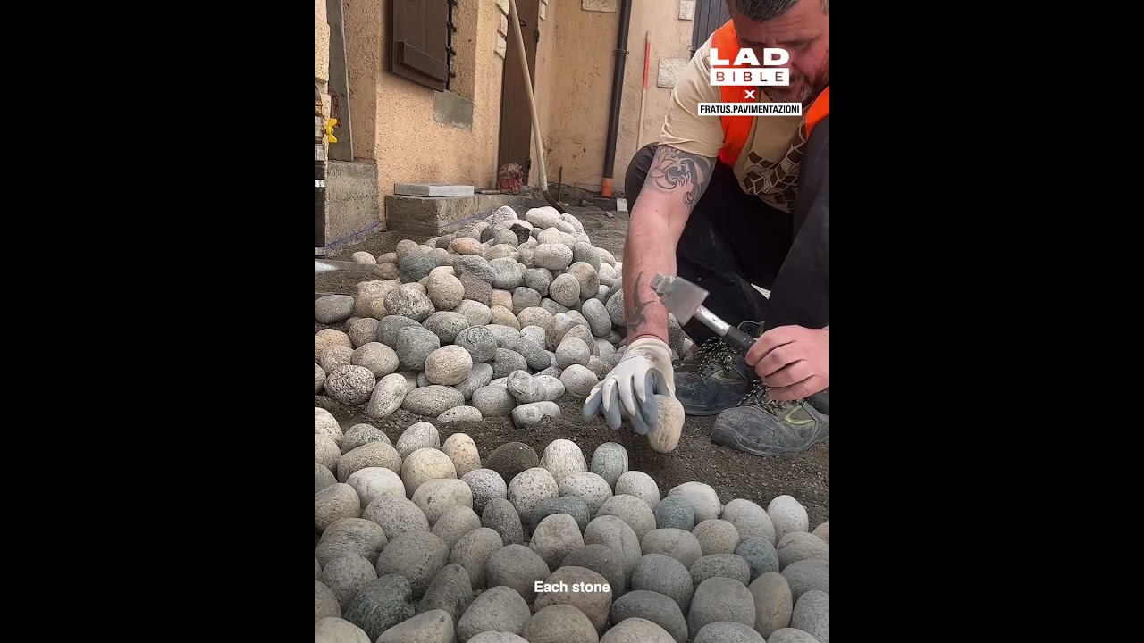 Laying a pebble stone path