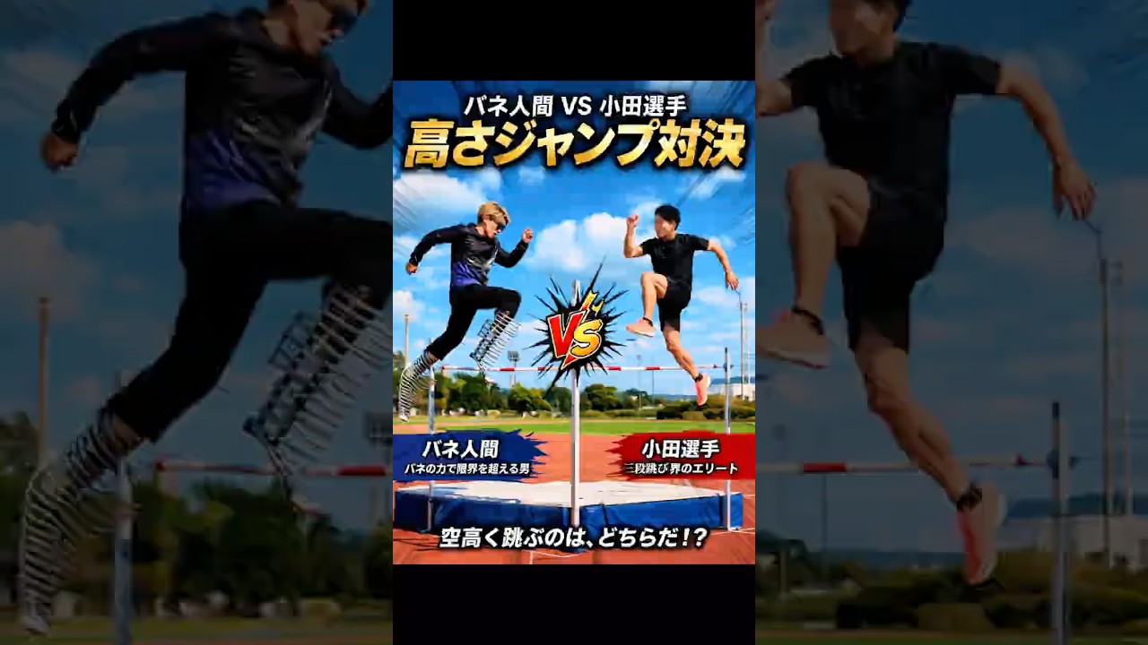 🔥バネ人間VS小田選手🔥【正面跳び対決】#バネ人間#ジャンプ#凄技