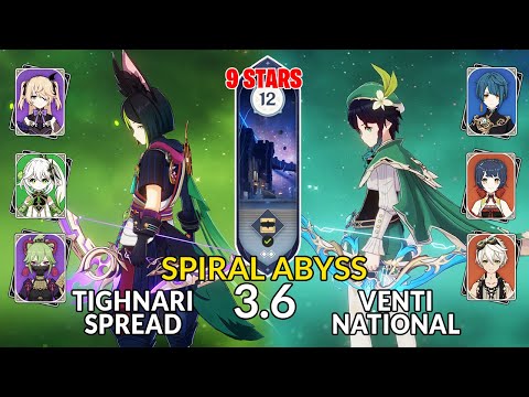 NEW 3.6 Spiral Abyss!│Tighnari Spread & Venti National | Floor 12 - 9 Stars | Genshin Impact