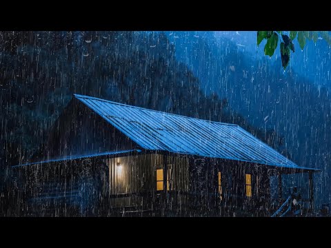 Schlafen Sie sofort im Blechzelt mit starkem Regen und lautem Donnergeräusch in der Nacht