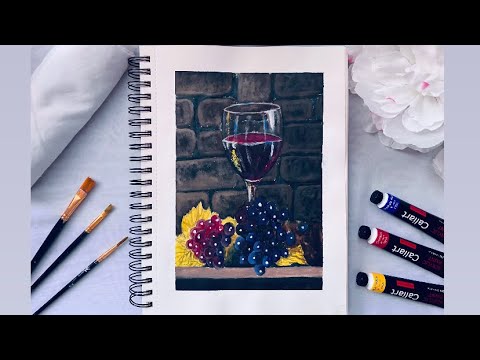 How to paint wine and grapes 🍇/ painting for beginners/Acrylic paint