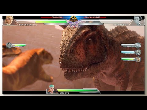 Carnotaurus vs Team Atrociraptors Final Battle with Healthbars