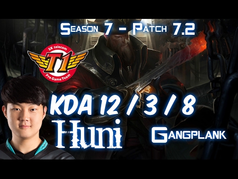 SKT T1 Huni GANGPLANK vs RIVEN Top - Patch 7.2 KR Ranked