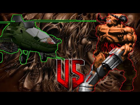 Zombie Helicopter vs Cyberdemon - BRUTAL DOOM Monster Infighting