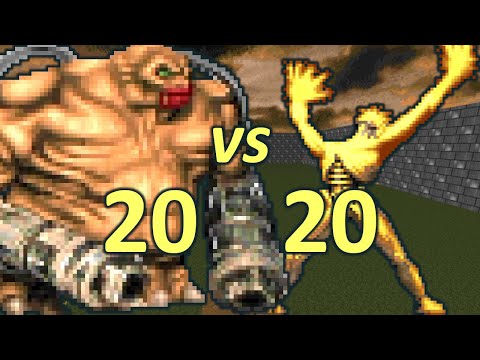 20 Mancubi vs 20 Arch-viles - Monster Infighting - Doom II Retro Battles