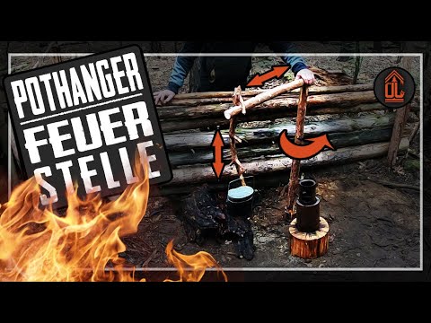 BUSHCRAFT Feuerstelle | Pot hanger |Topfhalter verstellbar outdoor survival prepper deutsch german