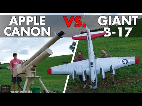 Giant B-17 bomber takes fire from a massive Apple Cannon!!