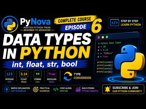 Python Lecture 6 Data Types In Python Int Float Str Bool Type Conversion