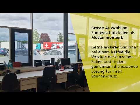 Calag Beschriftung Sonnenschutz Musterfolien im Calag Atelier