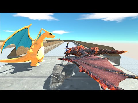 CHARIZAD VS FIRE LAVA DRAGON DEATH RUN - Animal Revolt Battle Simulator