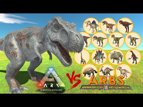 (ARK) Trex vs All Units Dinosaurs (1 vs 1) with HP Bar