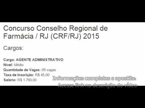 Concurso Conselho Regional Farmacia CRF RJ 2015