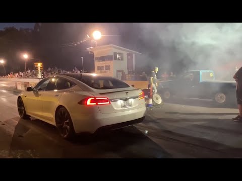 Ludicrous Tesla Raven Takes on Nitrous Cars NO PREP RACING