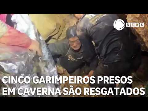 Cinco garimpeiros presos em caverna são resgatados