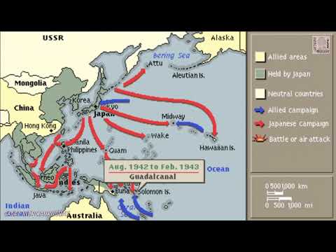 WAR IN PACIFIC AND THE ASIA WORLD WAR II SECOND WORLD WAR WW2 ANIMATED DEMONSTRATION ON A MAP