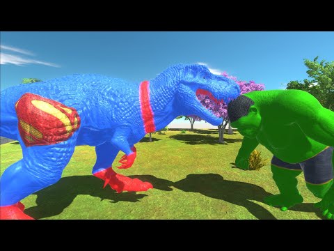 SUPERMAN T-REX vs HULK GORO DEATH RUN - Animal Revolt Battle Simulator