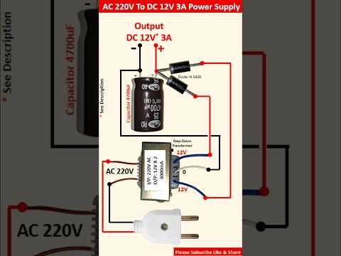 AC 220V To DC 12V 3A Power Supply Circuit || How to Convert AC 220V to DC 12V 3A || 12V 3A Adapter