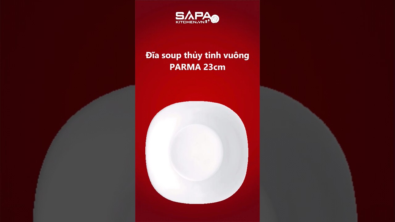 Đĩa soup thủy tinh vuông Parma 23 cm